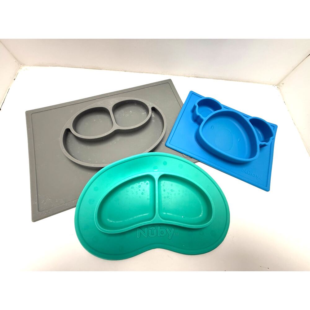 Silicone Suction Plates Divided Baby Toddler Feeding Nuby Set 3 Piece